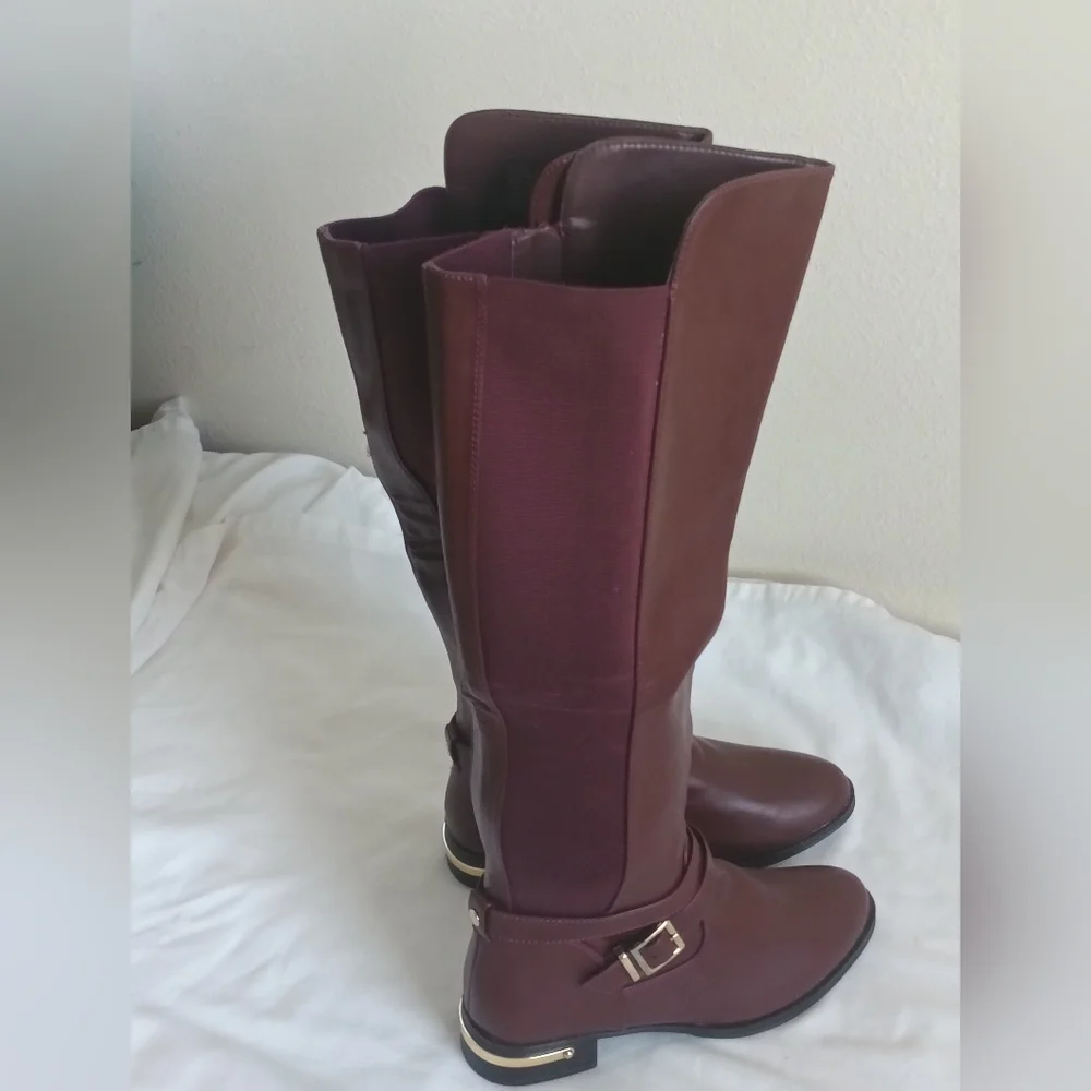 Nicasia Boots Women 7.5 Rich Reddish Brown Knee High Academia Office Elegant Y2K